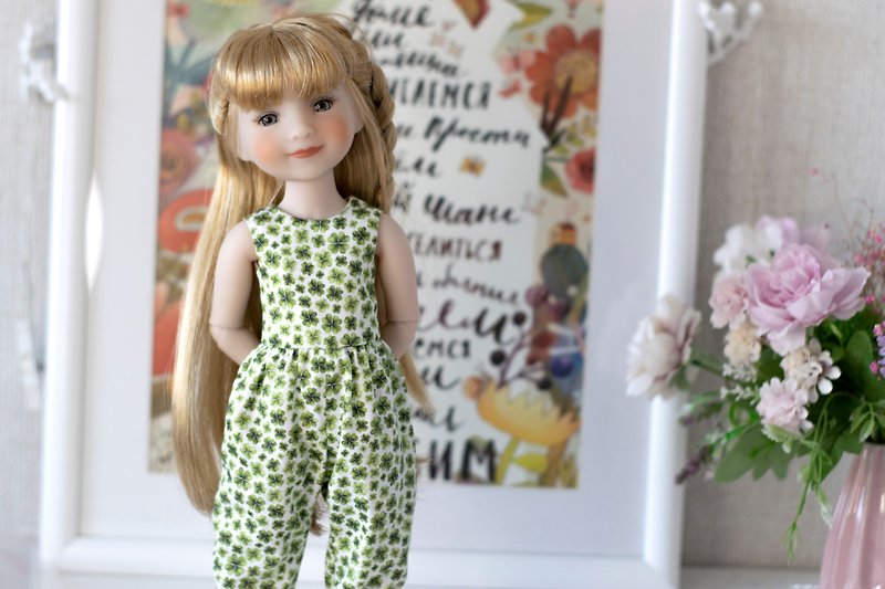 St. Patrick's Day overall for Ruby Red Fashion Friends doll (37 cm / 14.5 inch) - 公仔模型 - 棉．麻 綠色