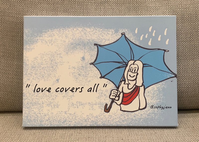 蘇妃藝術 Sophie Art 愛遮蓋一切 Love covers all - 電子似顏繪/繪畫/插畫 - 木頭 