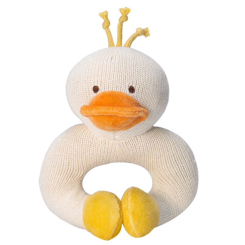 Yellow duckling teeth fixing device rattle soothing doll bracelet miYim organic cotton knit - ของเล่นเด็ก - ผ้าฝ้าย/ผ้าลินิน สีเหลือง