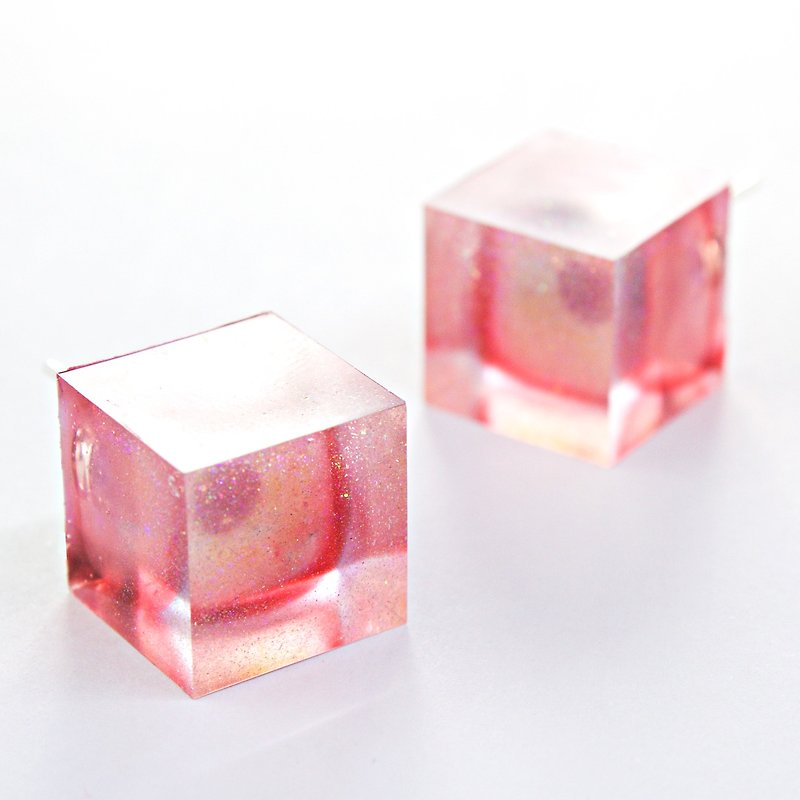 Cube Earrings (Oil Timer) - Earrings & Clip-ons - Resin 