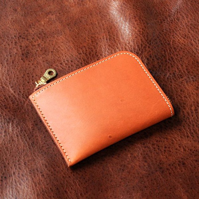 Card holder coin purse | Handmade leather goods | Customized gifts | Vegetable tanned leather-L-shaped coin purse - Leather Goods - Genuine Leather 