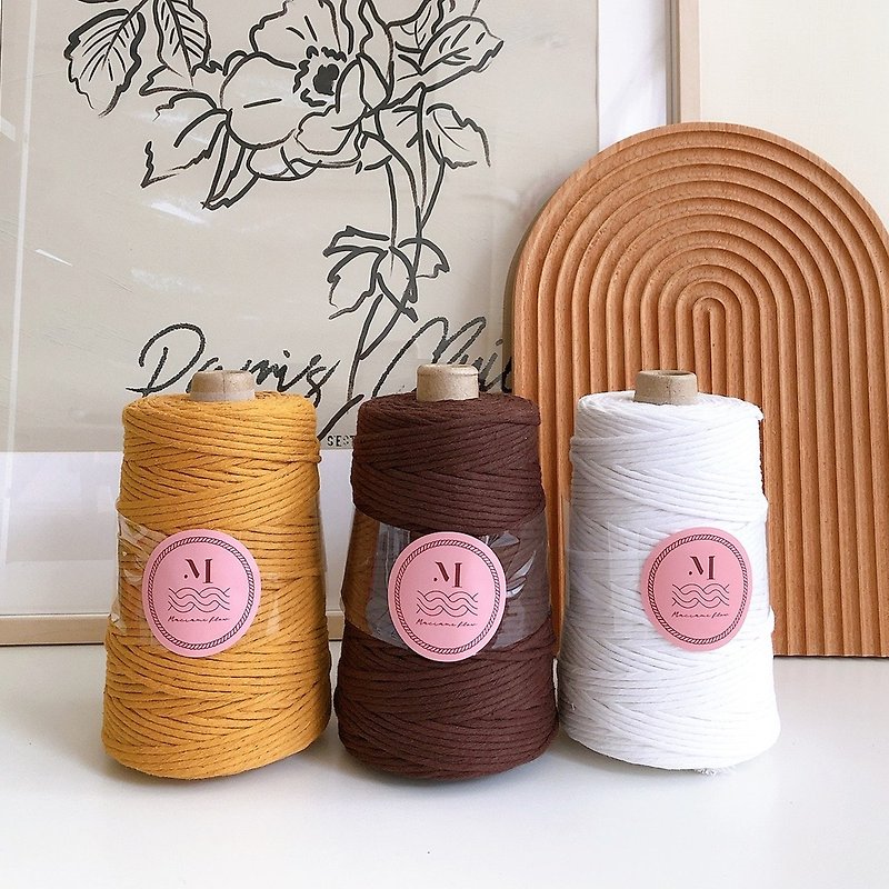 Macrame Dyed Single Strand Cotton Rope 3mm Turmeric/Clear Lotion/Meringue - Knitting, Embroidery, Felted Wool & Sewing - Cotton & Hemp Orange
