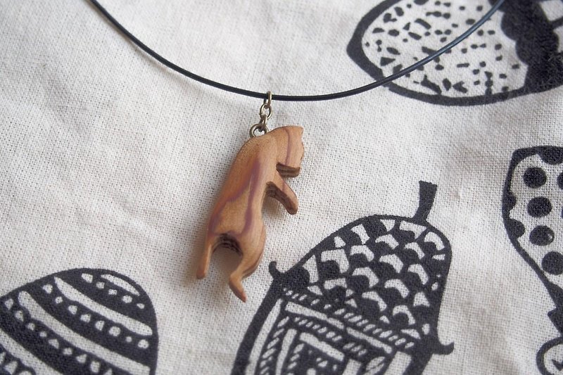 itazura-neko necklace - Necklaces - Wood Brown