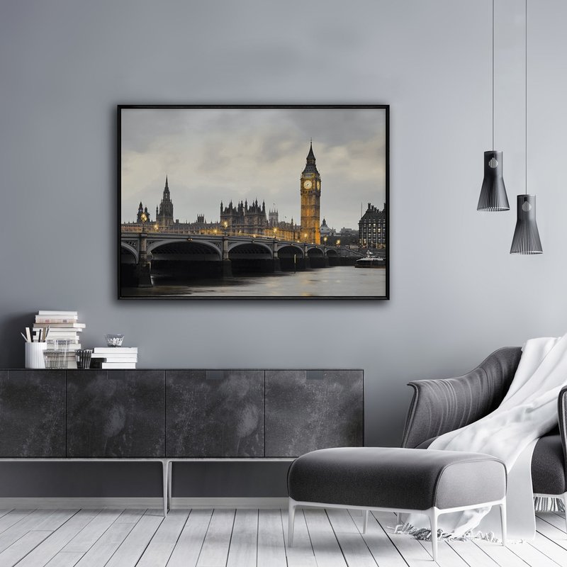 London in the twilight - Home Decor, Commercial space design, City Prints - โปสเตอร์ - ผ้าฝ้าย/ผ้าลินิน หลากหลายสี