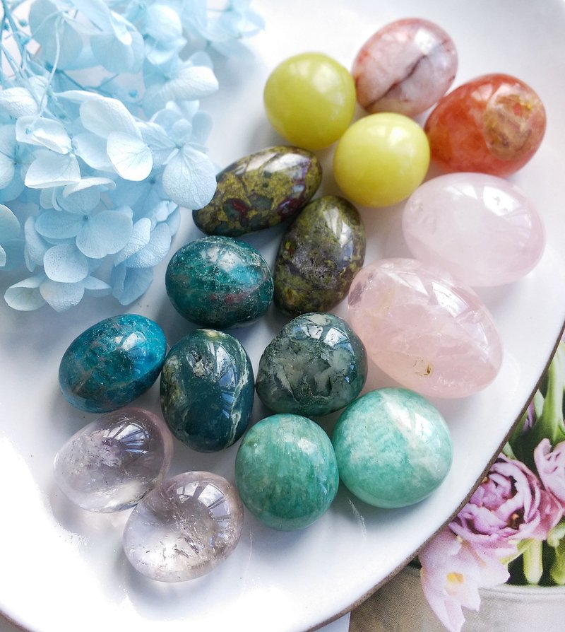 天然滾石組合 打磨件 消磁滾石 口袋能量石 天然礦石 原礦 - 擺飾/家飾品 - 其他材質 