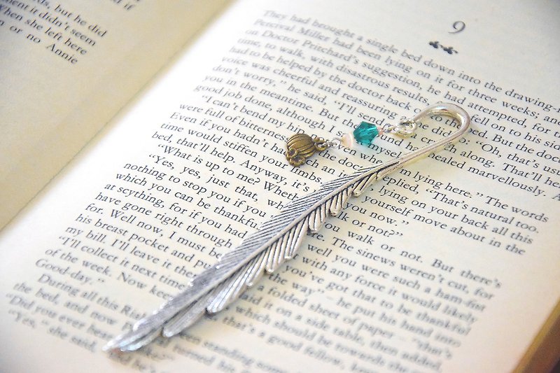 Cute Little Pumpkin Silver Feather Bookmark - Bookmarks - Other Metals 