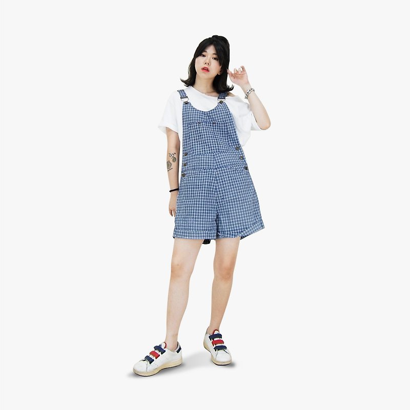 A‧PRANK: DOLLY :: vintage VINTAGE brand FALLS CREEK blue and white checked U-tie suspenders (P708017) - Overalls & Jumpsuits - Cotton & Hemp 