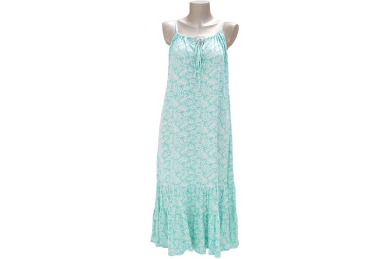 新作！サンゴプリントキャミソールロングドレス＜ミントグリーン＞ - 洋裝/連身裙 - 其他材質 綠色