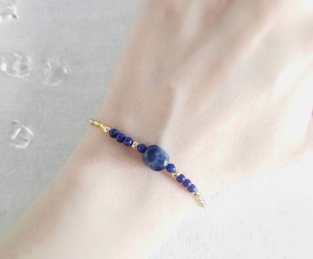 Lapis Lazuli Crystal Bar Gemstone Bracelet, December Birthstone Jewelry, Beaded Gemstone Bracelet, Mini Faceted 2024 Gemstone Bracelet