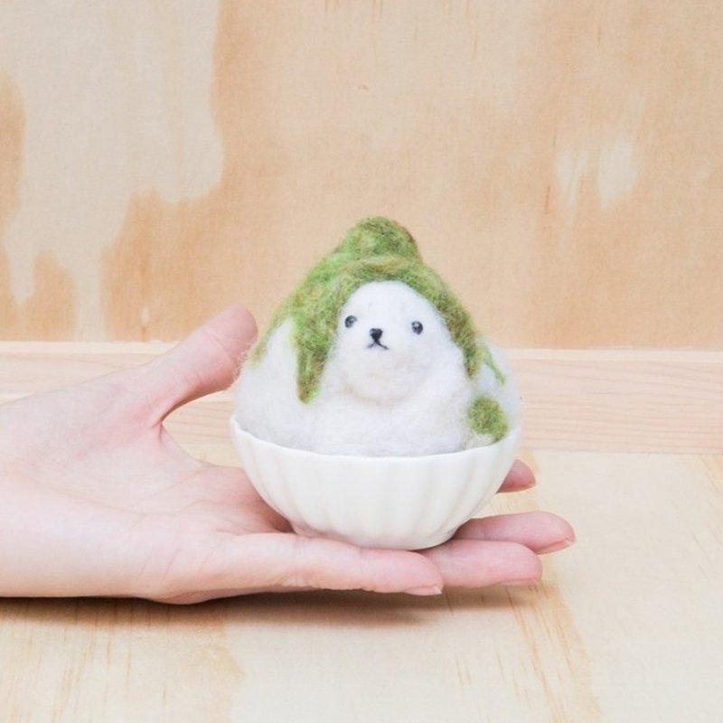 Matcha Shaved Ice Baby Seal Wool Felt Valentine's Day Gift Thumb Wool Felt Customized Pet Handmade Gift Commemorative - Stuffed Dolls & Figurines - Wool Green