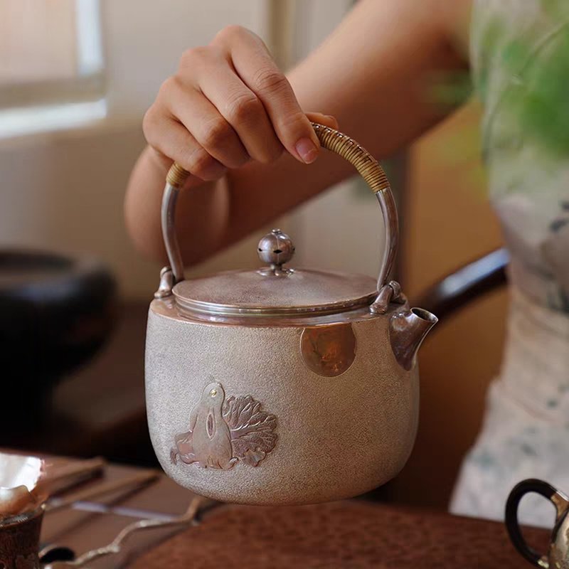 尚幀品 玉兔百財一體銀壺 足銀純手工 1000cc - 茶壺/茶杯/茶具 - 純銀 