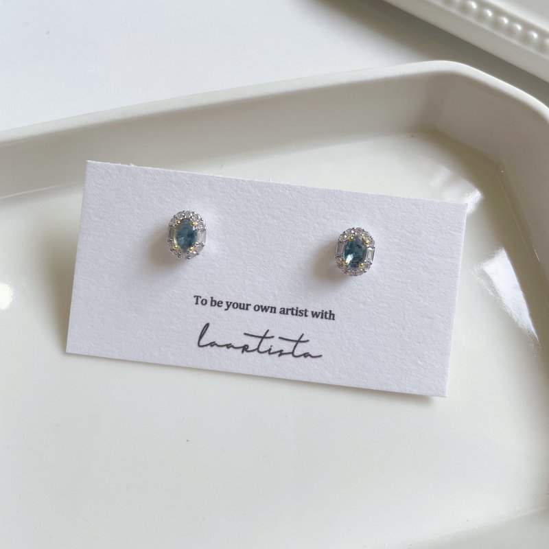 Lyric Poetry Hybrid Light Gemstone-Set Earrings - ต่างหู - เครื่องประดับพลอย สีน้ำเงิน