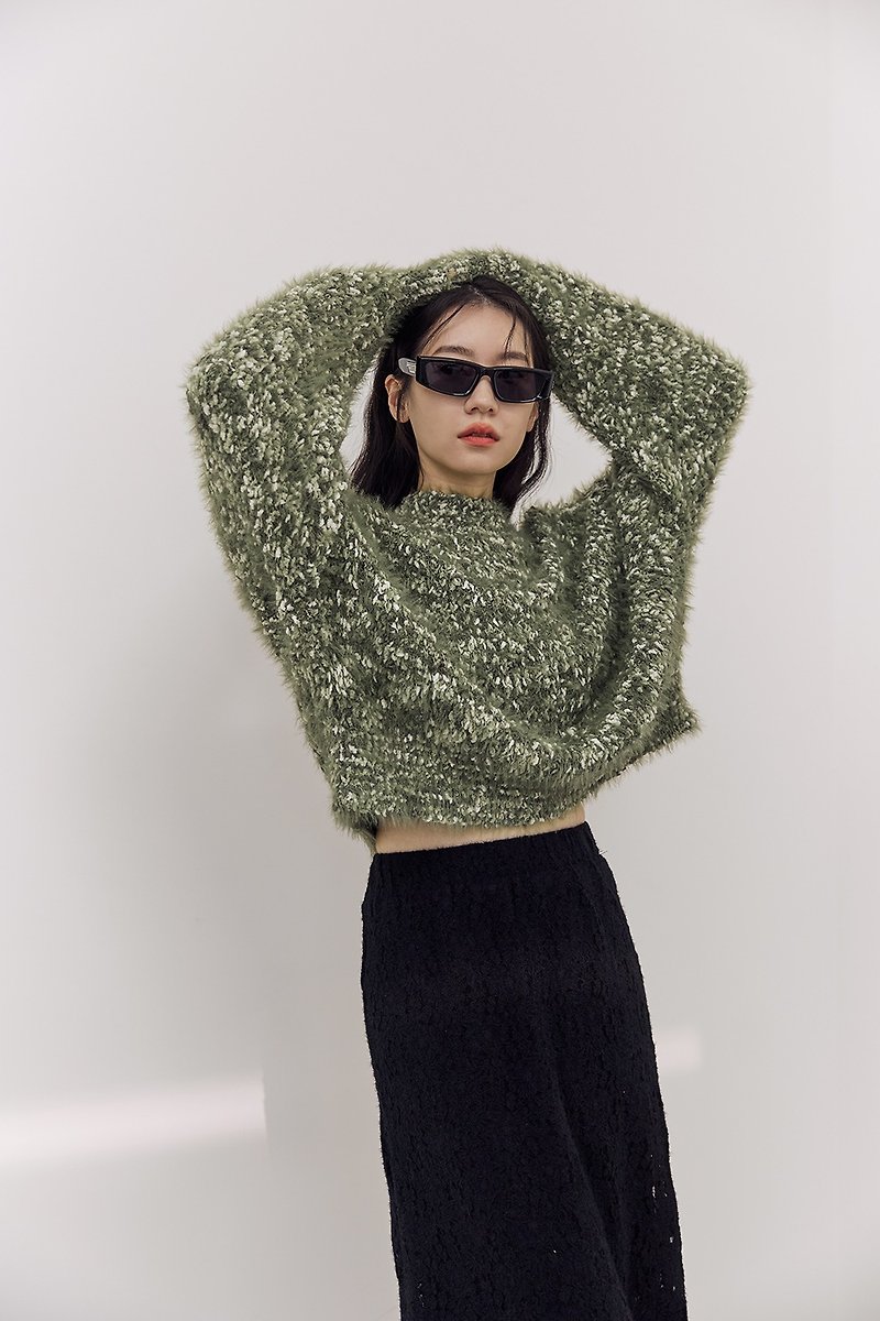 MOSDRESS melange mohair crew neck sweater - Women's Sweaters - Other Materials Green