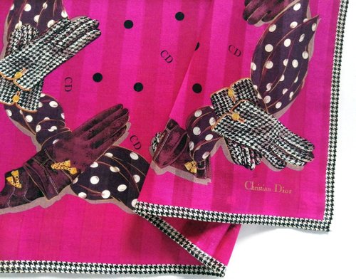 ヴィンテージ クリスチャンディオール スカーフ 千鳥格子 グローブ