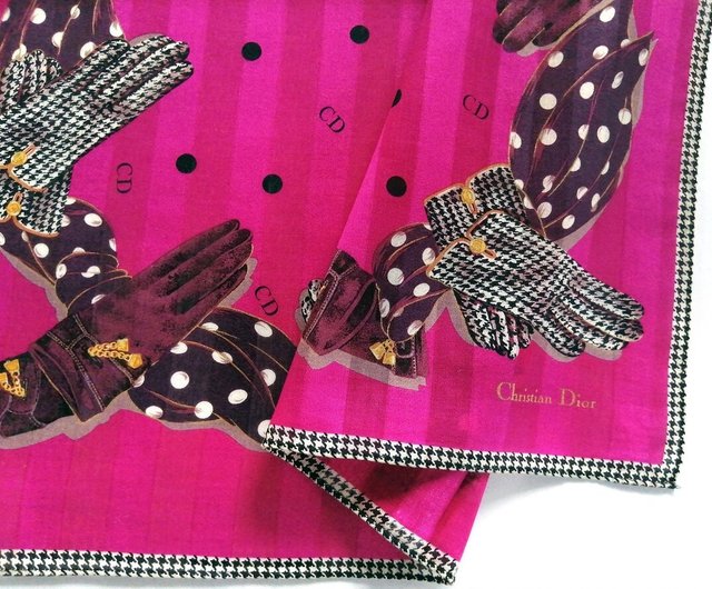 ヴィンテージ クリスチャンディオール スカーフ 千鳥格子 グローブ