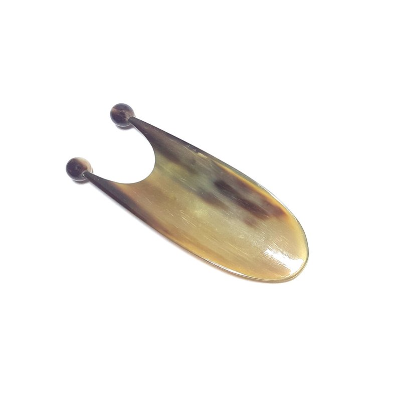 Gua Sha Tool Massage Scraper for Facial Head Body Natural Buffalo Horn Handmade - 臉部按摩/清潔工具 - 環保材質 咖啡色