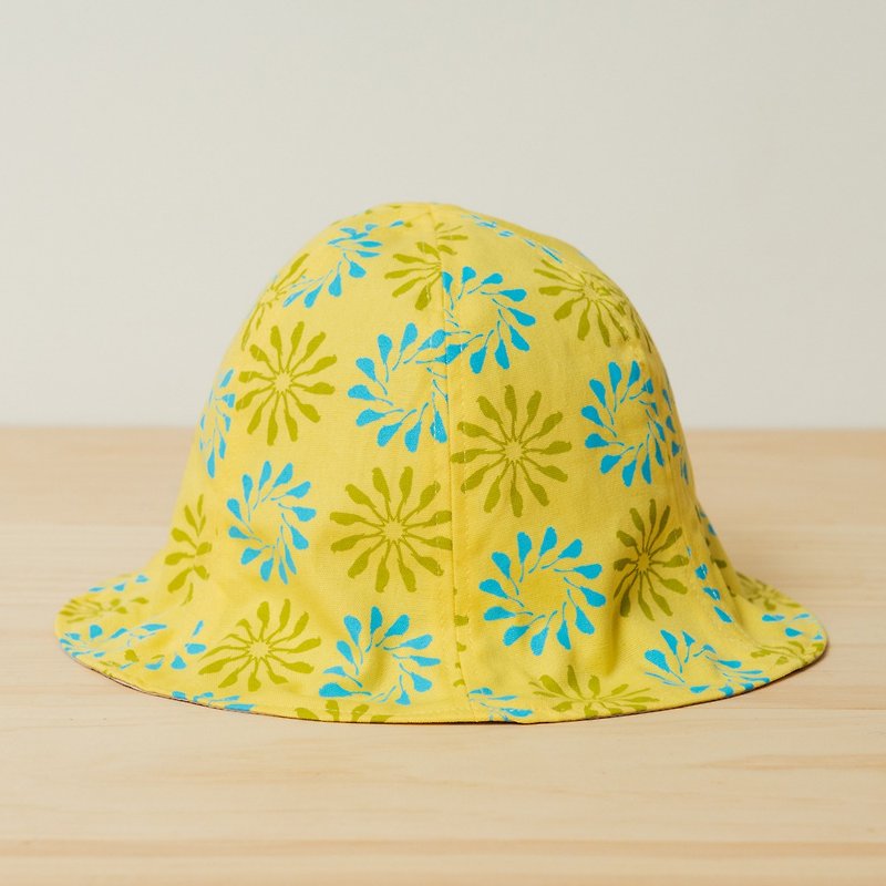 Sun Hat/Black Drongo Circles/Sunny Yellow - Hats & Caps - Cotton & Hemp Yellow