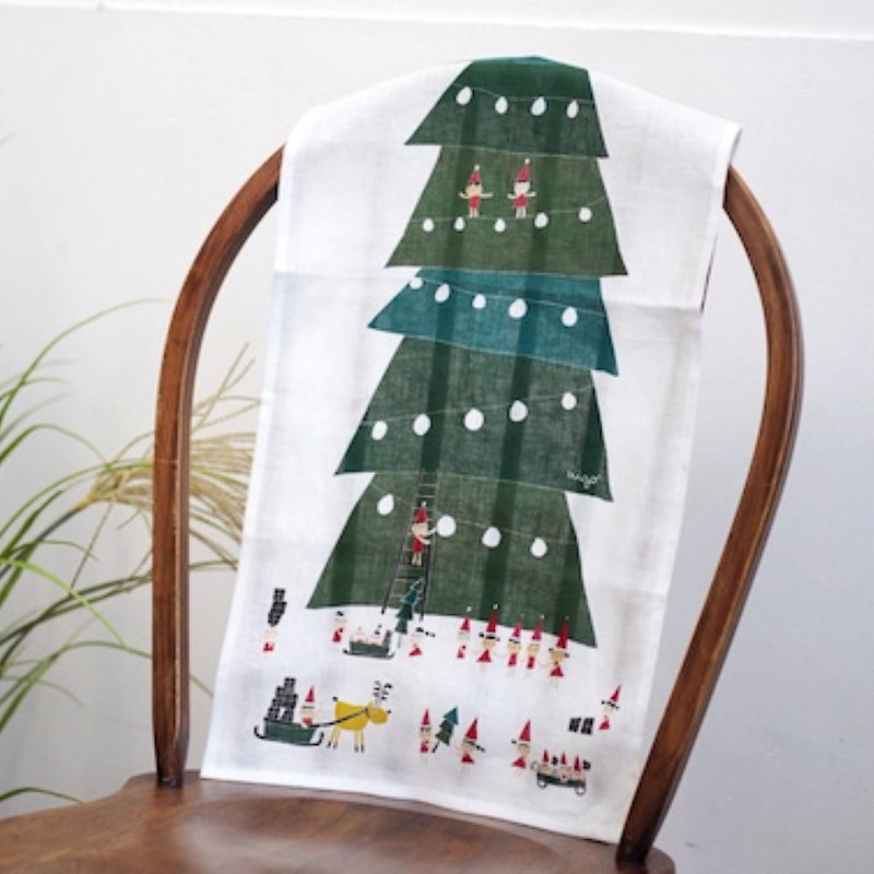 Natural Linen Living Towel-Christmas Greeting / Viga Co-Designed Design - Posters - Cotton & Hemp White