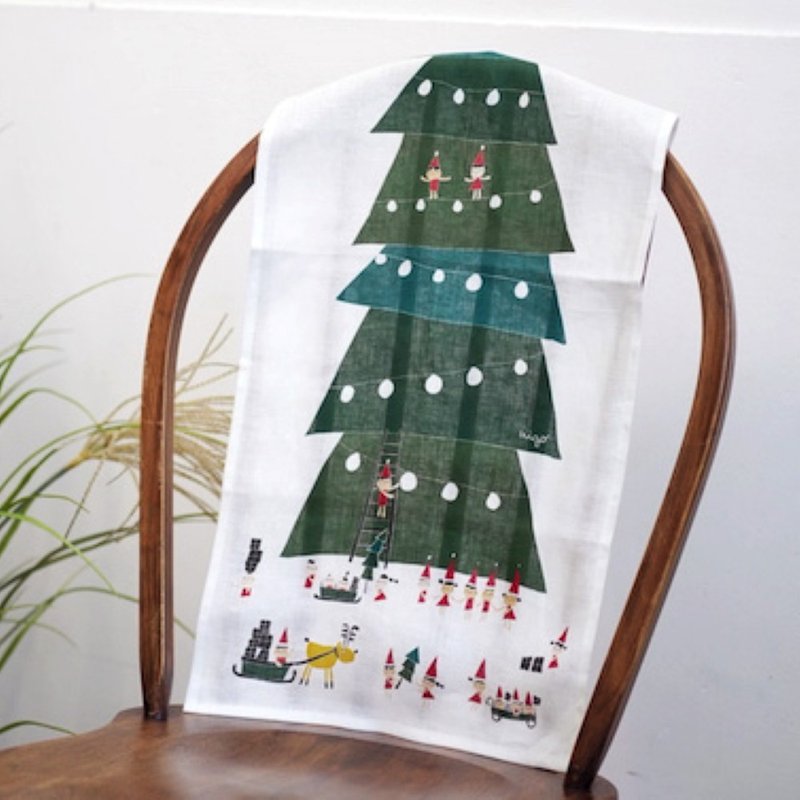 Get a free lottery/Natural Linen Living Cloth-Christmas Blessing/Viga co-branded design - โปสเตอร์ - ผ้าฝ้าย/ผ้าลินิน ขาว