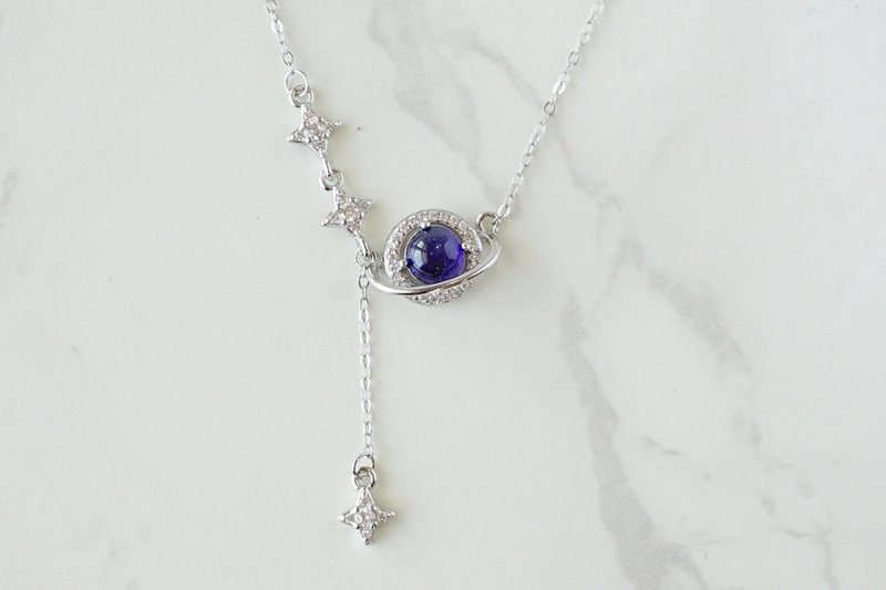 Natural Blue Sapphire Necklace Sterling Silver 925. - 項鍊 - 純銀 藍色