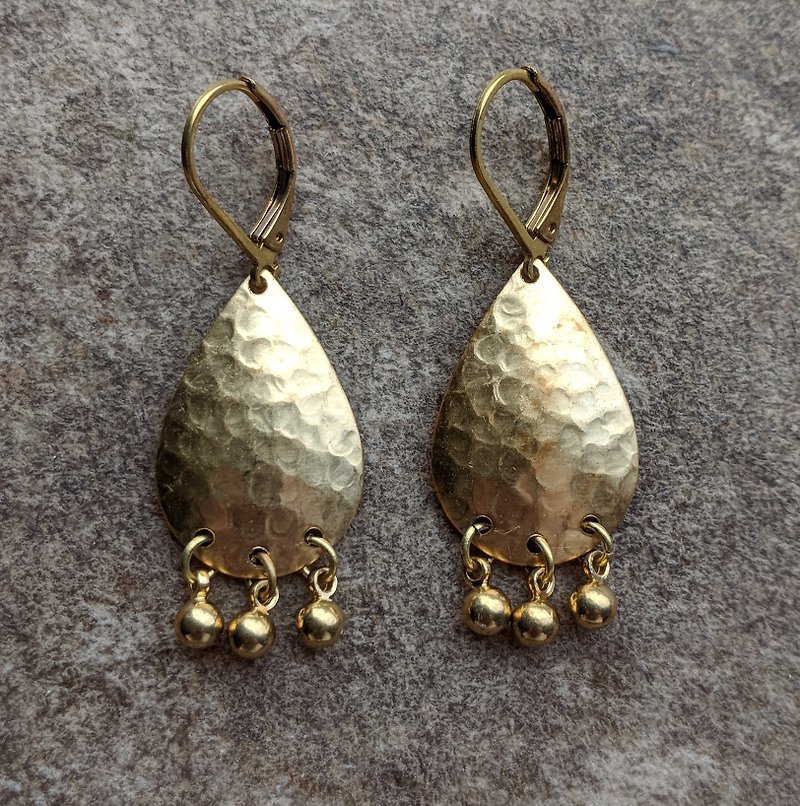 Hammered Raw Brass Earrings - Earrings & Clip-ons - Copper & Brass 