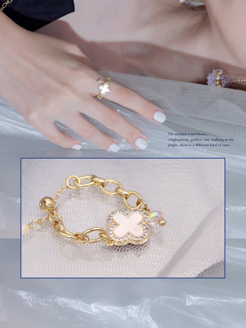 Romantic dreamer. MUCHAT handmade 14KGP shell Stone crystal bead ring - General Rings - Other Materials Gold