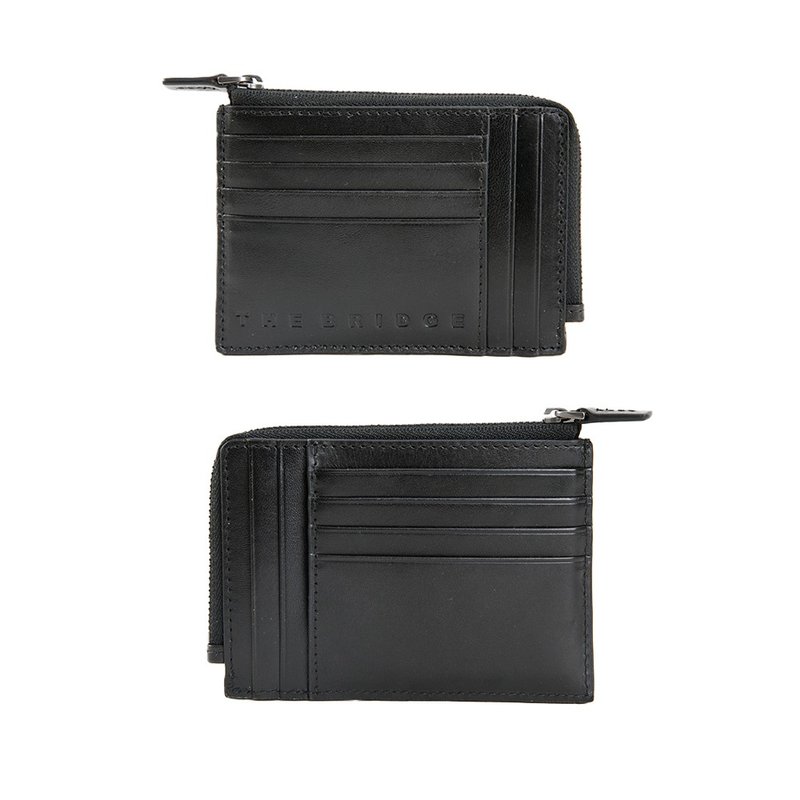 THE BRIDGE 義大利牛皮 GIACOMO 防盜零錢卡包 - 錢包/皮夾/長短夾 - 真皮 黑色