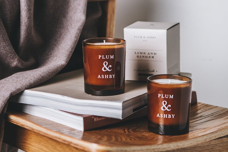 British Plum &amp; Ashby literature Brown pot scented candle fig saffron 210g