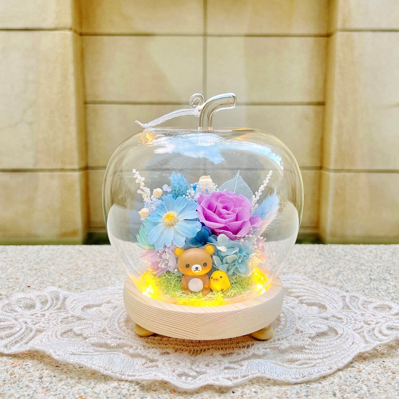 Rirakkuma/Rilakkuma/Eternal Flower/Dried Flower/Apple/Night Light/Glass Cup/Glass Cover - Dried Flowers & Bouquets - Plants & Flowers Multicolor