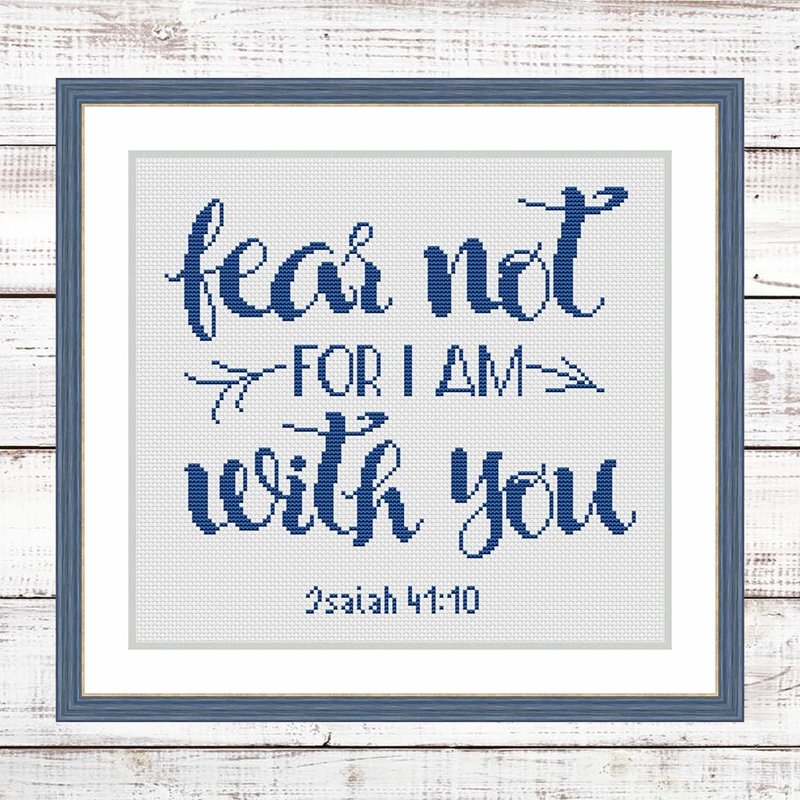 Fear not for I am with you Bible verse cross stitch pattern, Isaiah 41:10 PDF - 手工藝教學/工具書 - 其他材質 