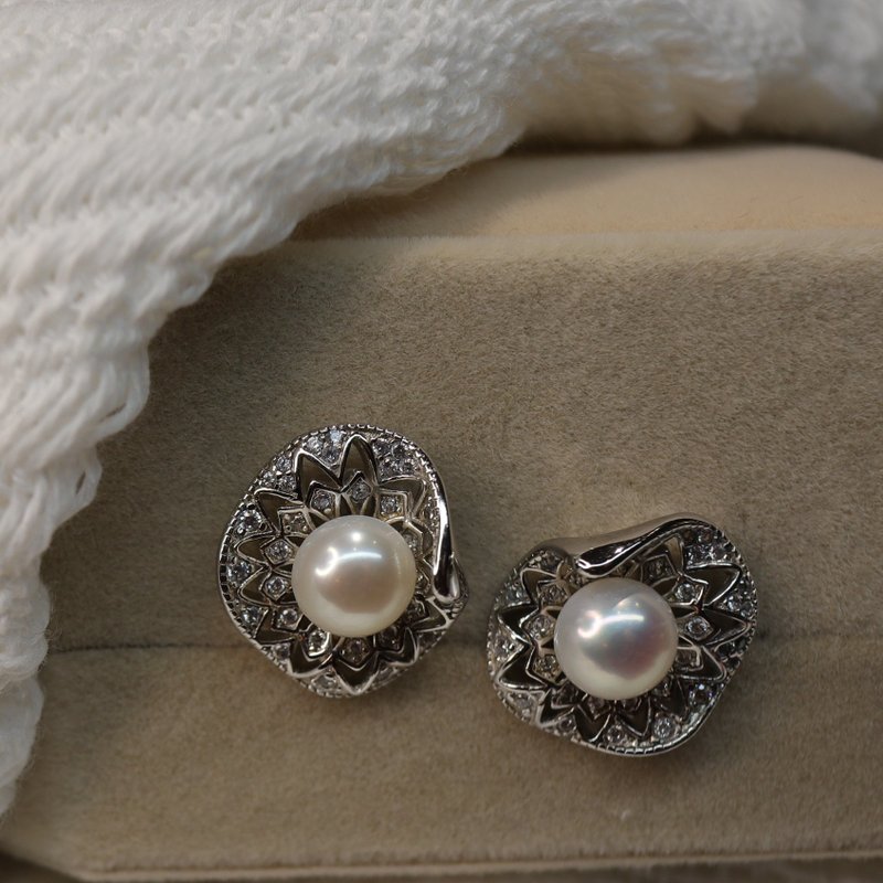 【雲岫】淡水珍珠耳環 | 秋意之珠 - 耳環/耳夾/耳骨夾 - 珍珠 