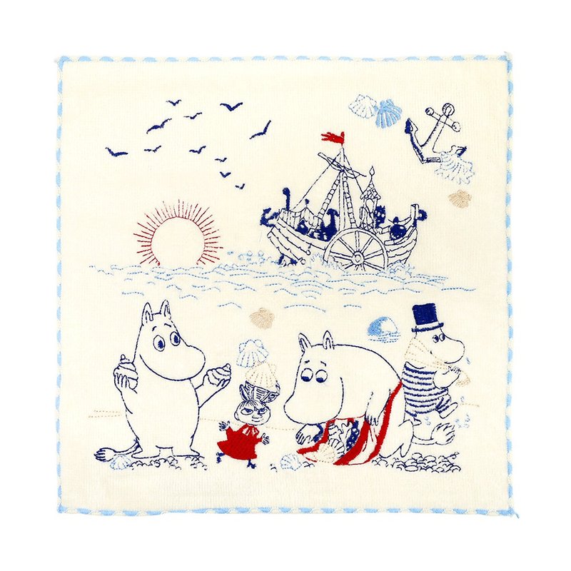 Japan Maruma Moomin embroidered small square scarf - ผ้าขนหนู - ผ้าฝ้าย/ผ้าลินิน หลากหลายสี