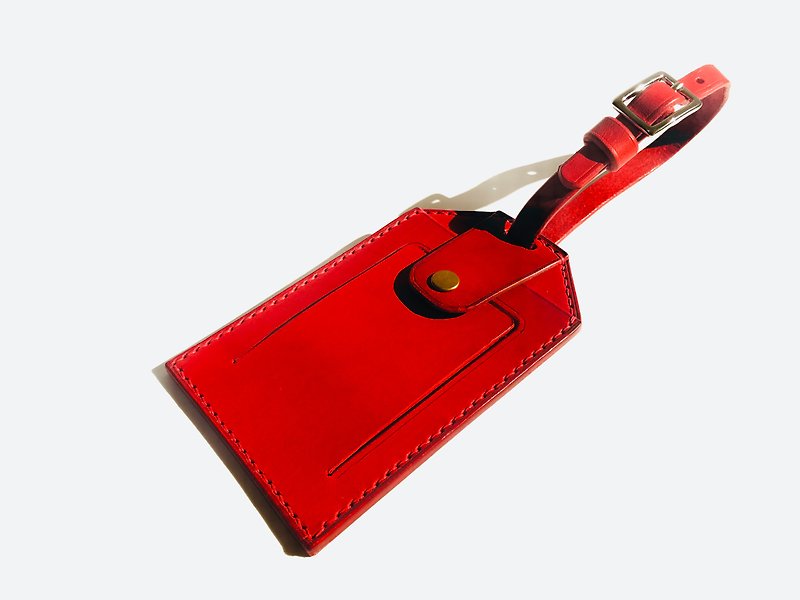 行李吊牌 證件套 識別證套 手工製作 義大利植鞣協會認證牛皮 - 行李牌 - 真皮 紅色