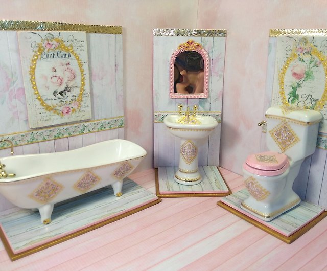 Dollhouse Miniature Victorian Bathroom Kit 1:12 Scale 