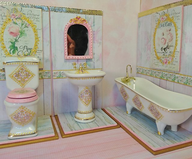 Dollhouse Miniature Victorian Bathroom Kit 1:12 Scale 