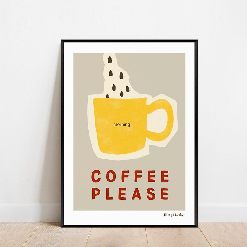 Art print/ Coffee / Illustration poster A3 A2 - โปสเตอร์ - กระดาษ สีเหลือง