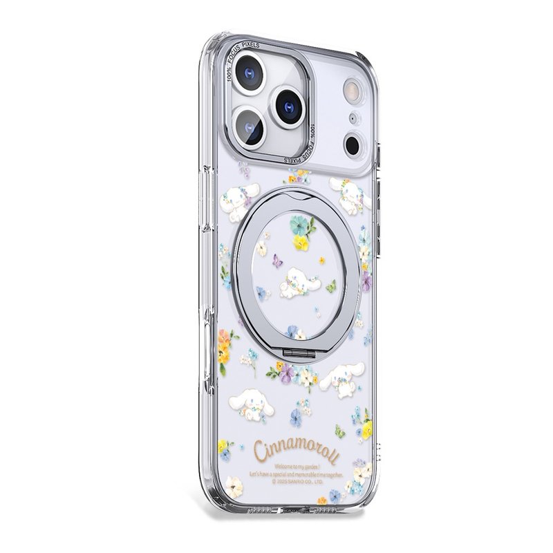 サンリオ iPhone 17/16/15/14/13/12 360度回転マグネットスタンドケース - 花咲くシナモロール - スマホケース・カバー - その他の素材 多色