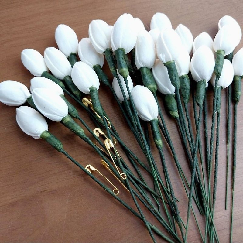 200 Flower buds Sola flower stem wrapped with flora tape, flower brooch. - 花藝/盆栽/植栽 - 植物．花 
