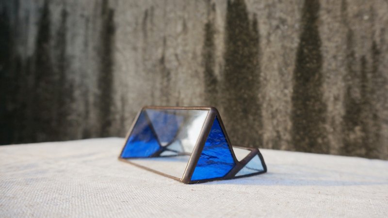 Xiaolu Shimmer-blue mobile phone holder, business card holder, storage rack, glass inlaid - Other - Glass Blue