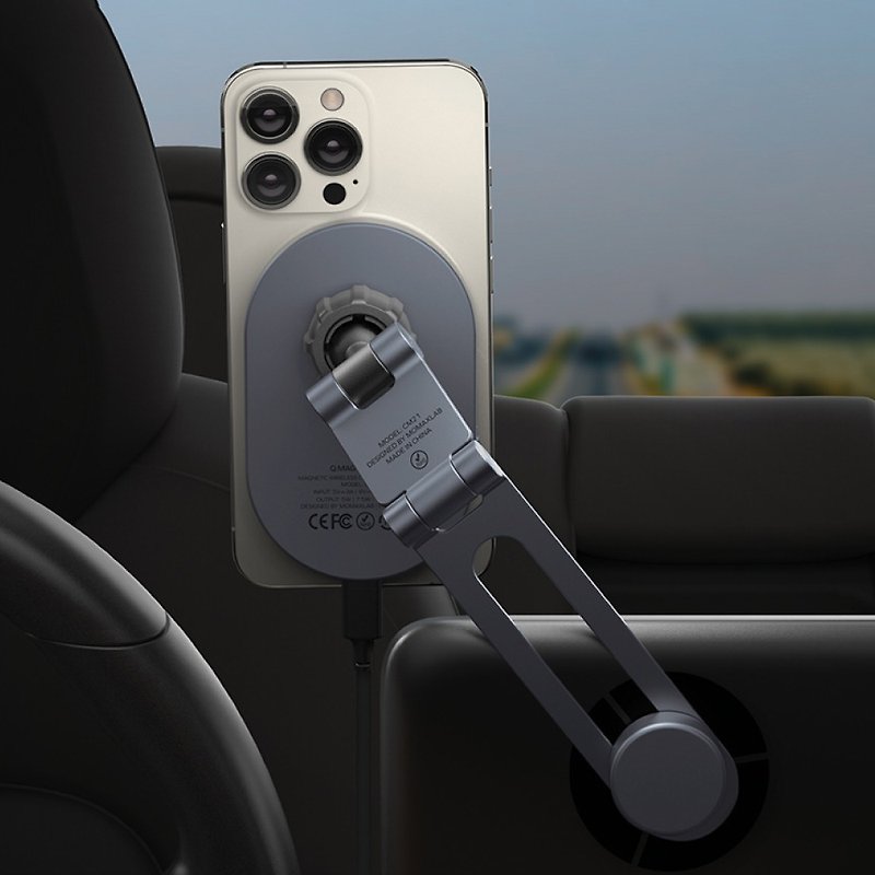 Momax Car Multi-Angle Aluminum Alloy Invisible Folding Bracket (CM21) - Phone Stands & Dust Plugs - Aluminum Alloy Gray