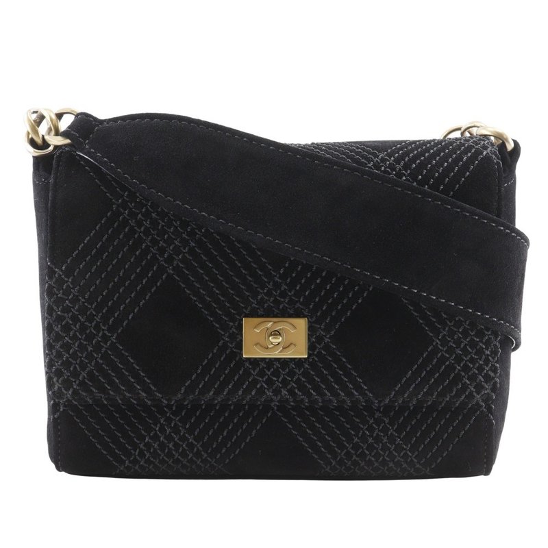 【日本直送】香奈兒 CHANEL 經典菱格紋肩背包 A19343Y02640 麂皮 黑色 女性【二手】 - 側背包/斜孭袋 - 真皮 黑色