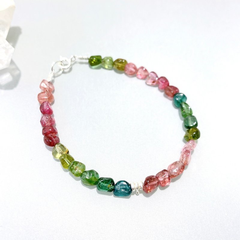 Ops Tourmaline Gemstone Lucky Unique Special Gift Colorful Sterling Silver - Bracelets - Gemstone Multicolor