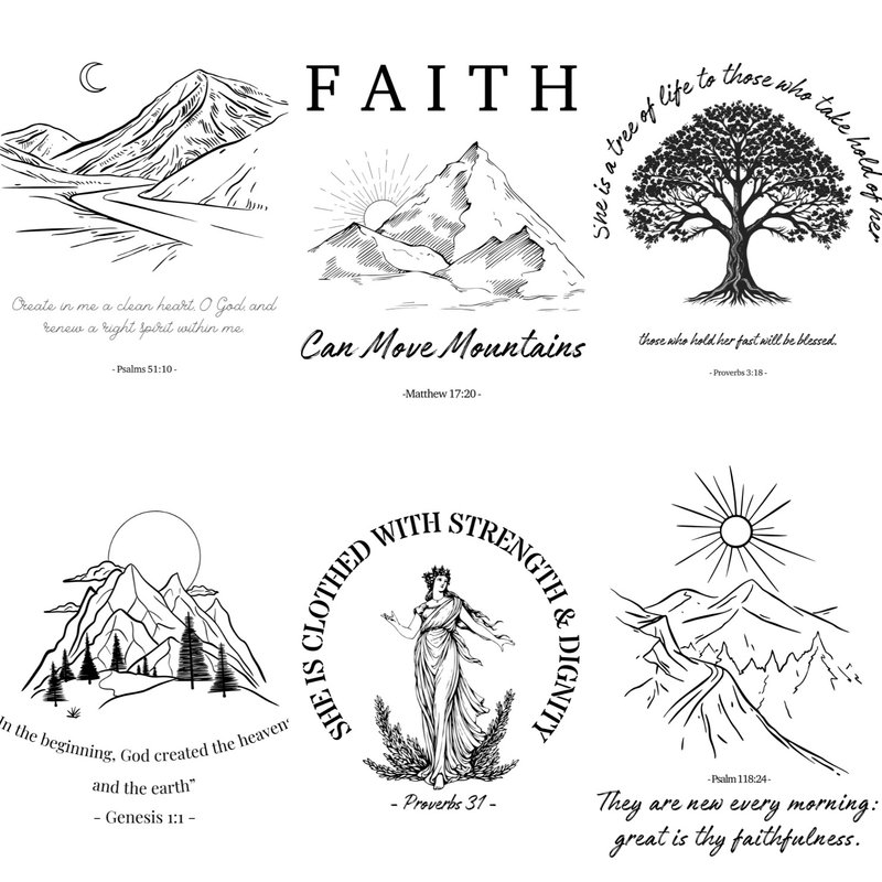 Bible sketch straight set of 6 oversized postcards/cards/wall decoration styles 6 - Cards & Postcards - Cotton & Hemp White