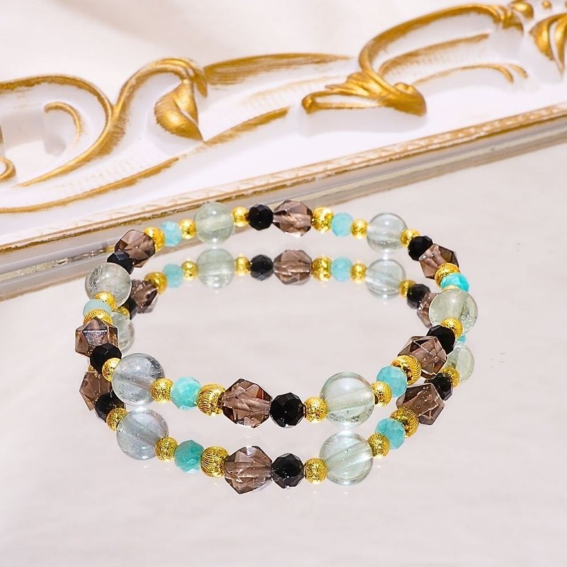 Song of the Earth/Green Stone Stone Amazonite Black Spinal/Natural Crystal Bracelet/The Melody of Life - Bracelets - Crystal 