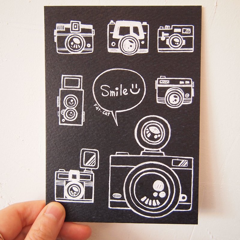 Postcard - black and white camera - การ์ด/โปสการ์ด - กระดาษ สีดำ
