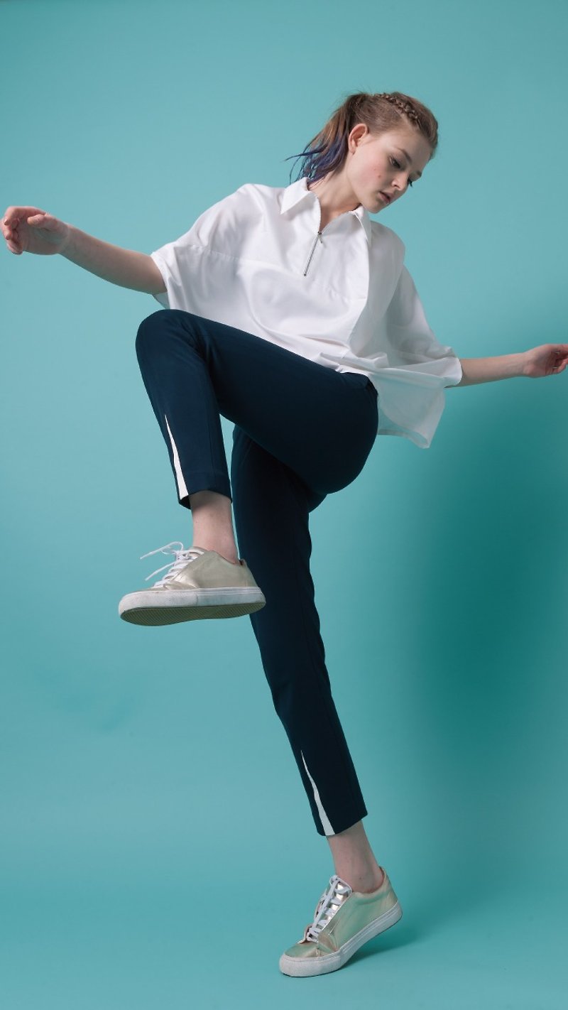 Jump color splicing fit trousers - กางเกงขายาว - เส้นใยสังเคราะห์ สีใส