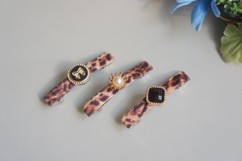 F2-Automatic Spring Clip (S)-Princess Clip Hair Clip Bangs Clip Side Clip/Ponytail Clip Leopard Print - Hair Accessories - Other Materials Multicolor