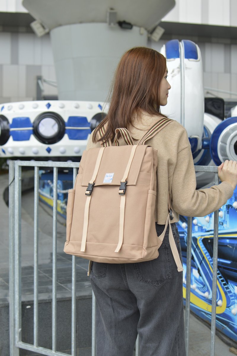 Rose Gold Unisex Canvas Backpack, Water Resistant School Backpack - Carter 308 - กระเป๋าเป้สะพายหลัง - วัสดุกันนำ้ สึชมพู