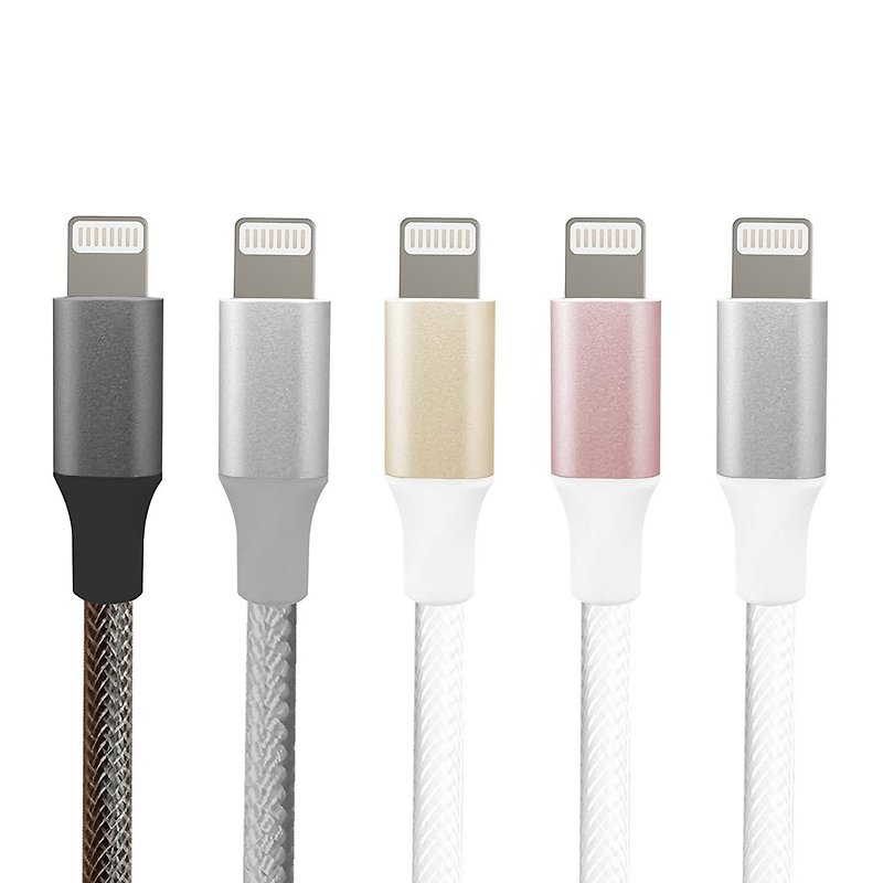 【ENABLE】USB-AからLightningMFi認定アルミニウム合金耐久性編組充電ケーブル - 充電器・USBコード - アルミニウム合金 多色