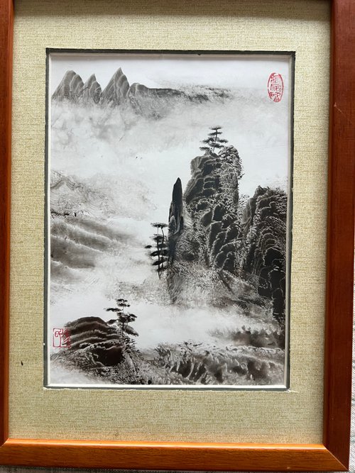 Feng Jingbin ヤシの風景画張家界伝統的な中国絵画水墨画手描きの本物